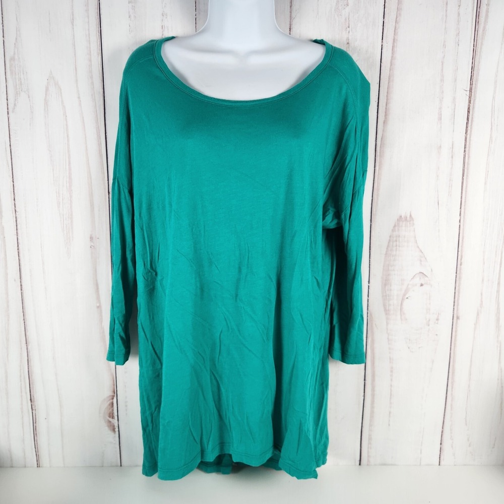 Sundry Womens Scoop Neck Top Turquoise Green Rayon Size 3 Short Sleeve